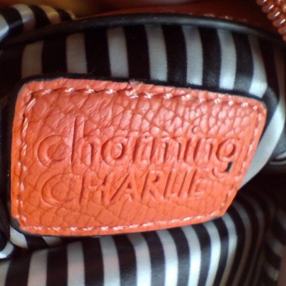 Charming Charlie Tangerine Crossbody/Shoulder Bag Dual Zippers & Snap Closure - Picture 7 of 12